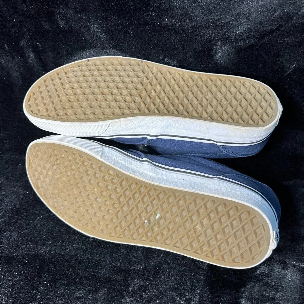 Vans Atwood Mens 11 Skateboard Shoes Navy White Canvas Lace Up Athletic Sneaker